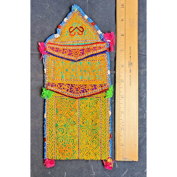 Kuchi Embroidered Pouch Wallet Central Asian Handmade Beaded Tassels - Picture 3 of 9